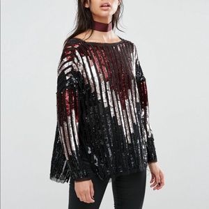 ASOS Sequin Top with Chevron Embellishment